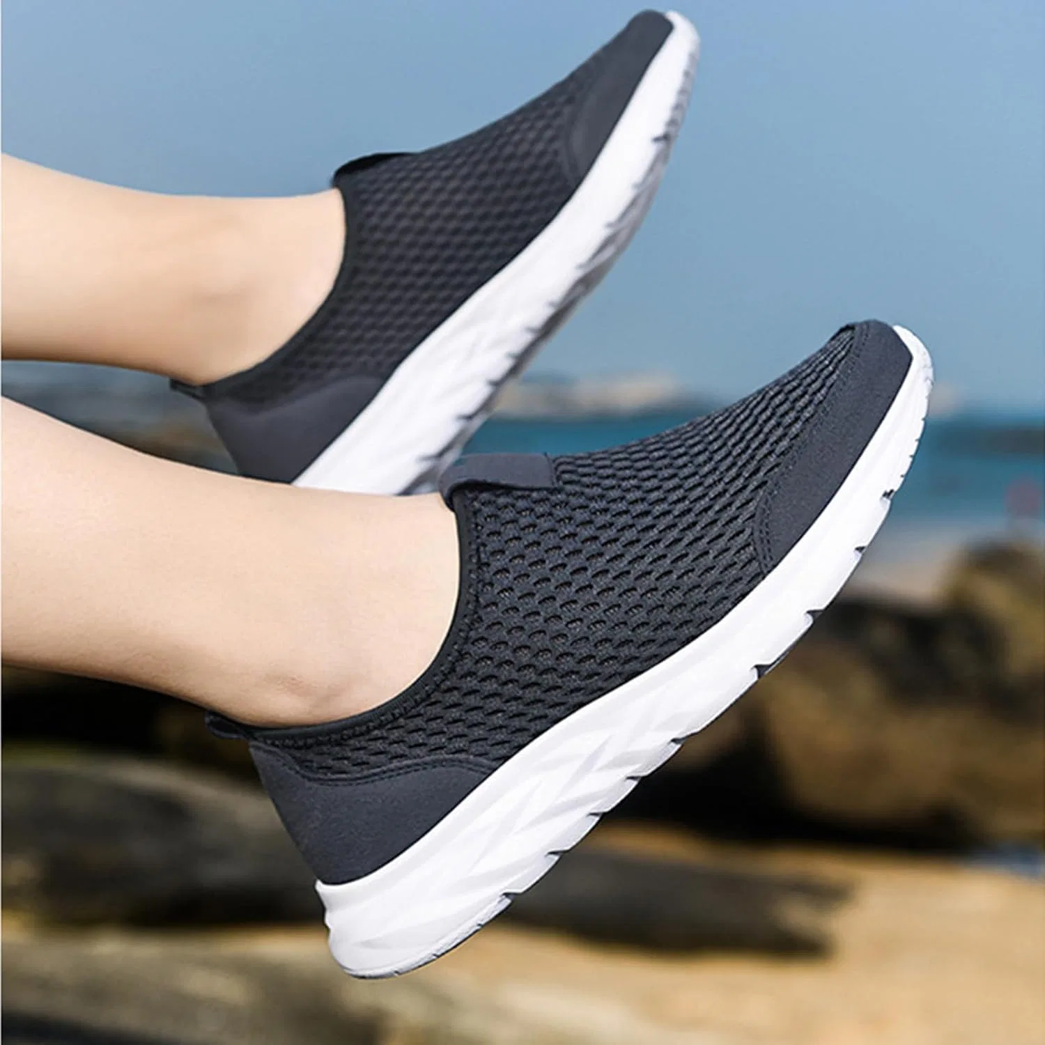 Кеды мужские дышащие, Slip on, черный Thatrich — фото 3