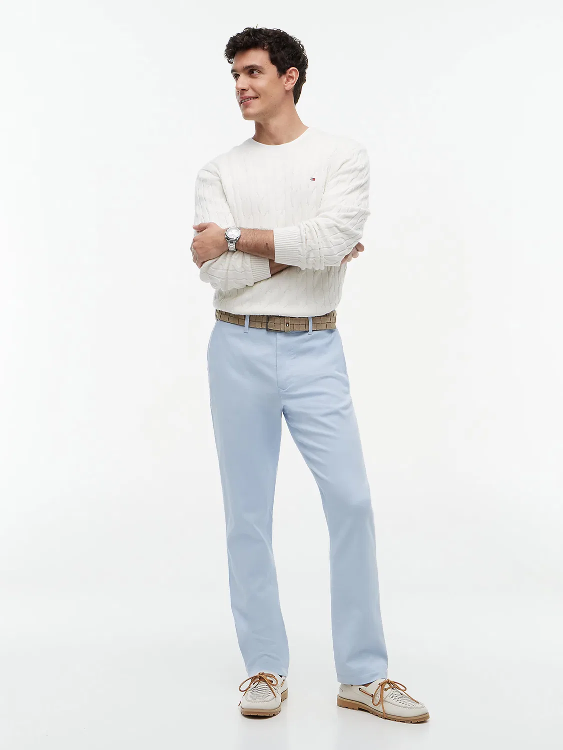 Брюки-чиносы Tommy Hilfiger Regular Denton светло-голубого цвета — фото 3