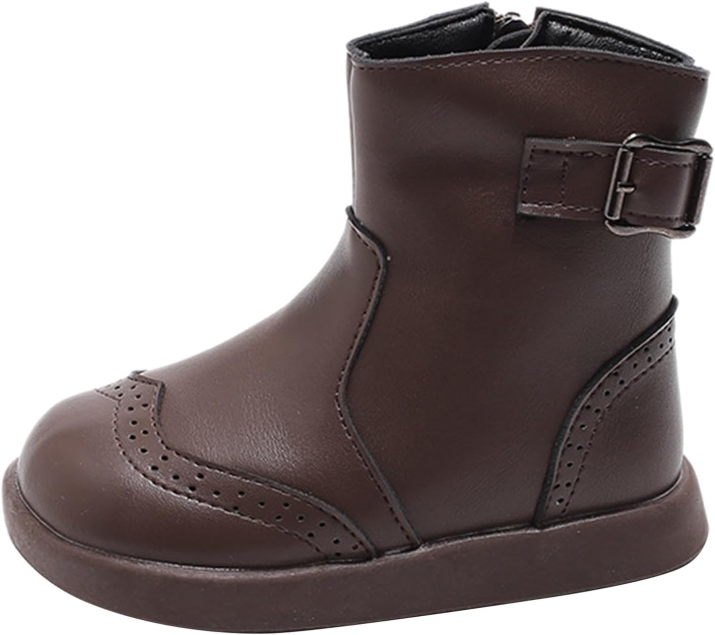 

Мальчики Девочки Ботинки из ПУ-кожи Водонепроницаемые Однотонные Плоские Ботильоны с Пряжками Детские Противоскользящие Ботинки для Пеших Прогулок и Верховой Езды Generic, Brown