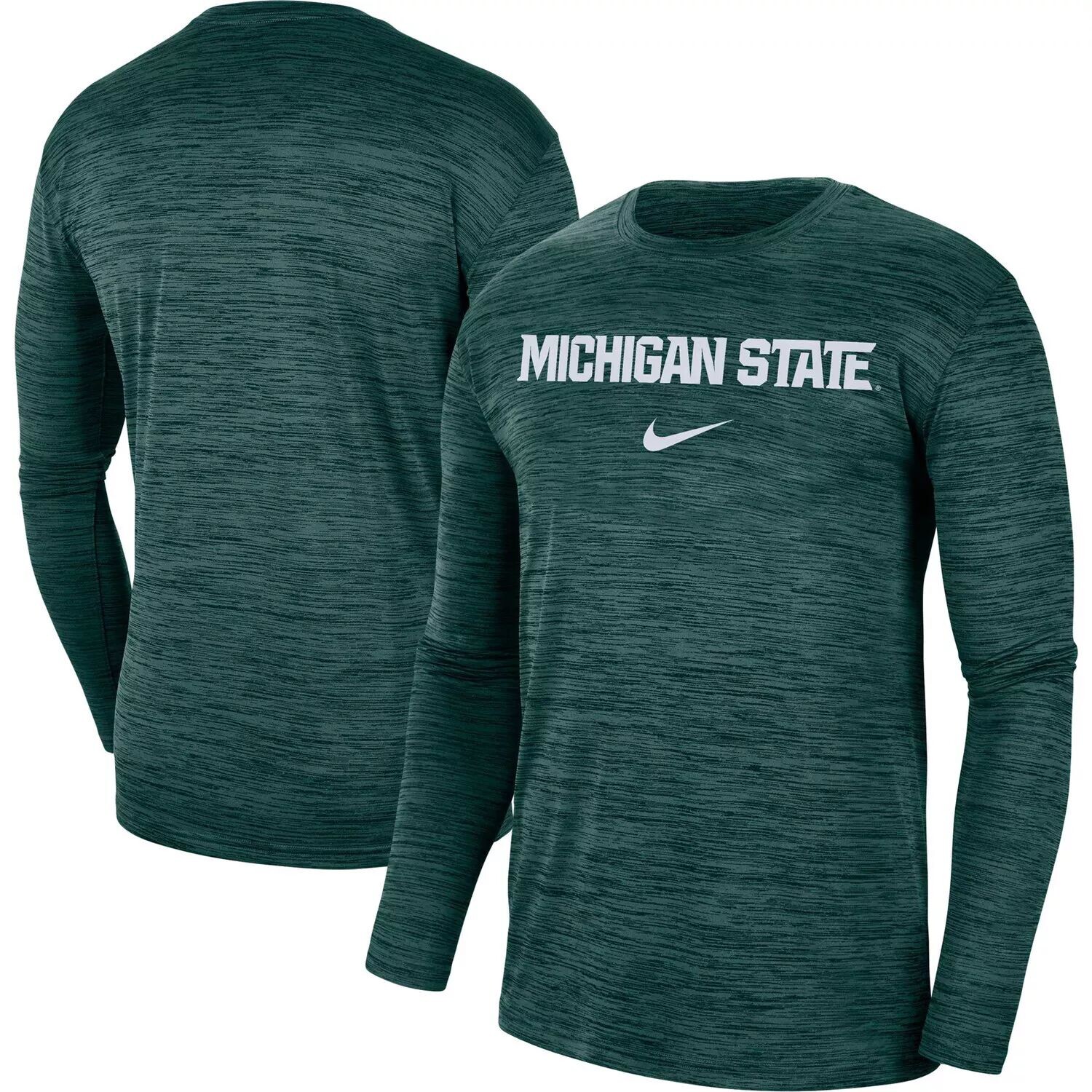 

Мужская зеленая футболка с длинным рукавом Michigan State Spartans Team Velocity Performance Nike, Зеленый, Мужская зеленая футболка с длинным рукавом Michigan State Spartans Team Velocity Performance Nike