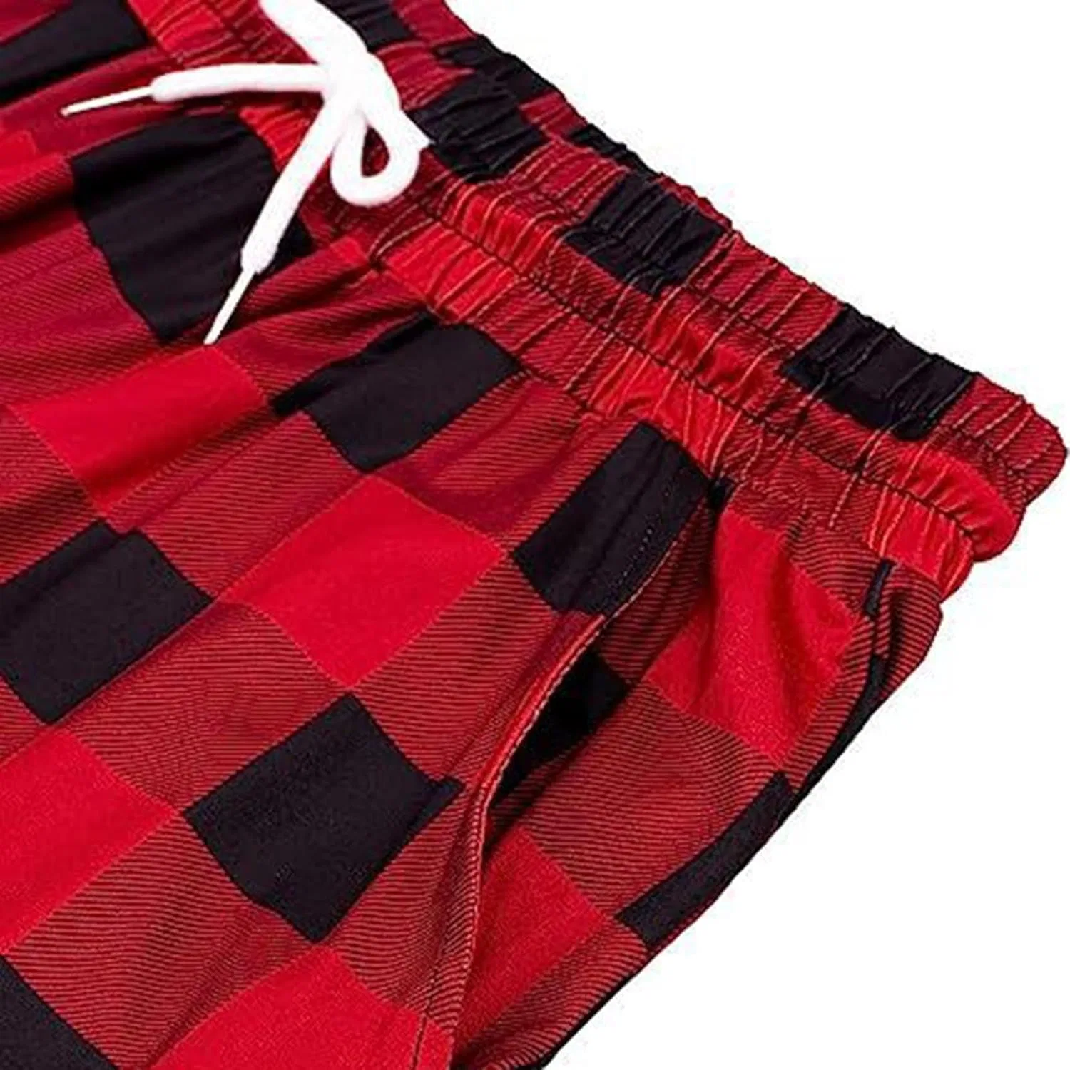 Пижамные брюки женские широкие с принтом Buffalo Plaid, на резинке и шнурке, красный — фото 3
