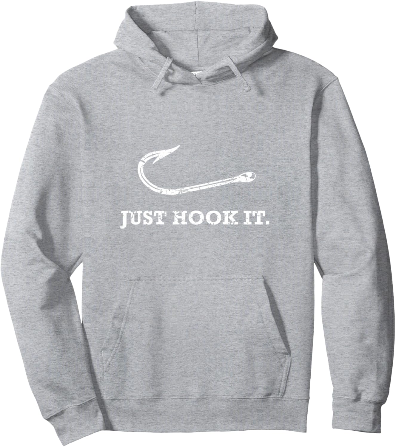

Подарок для рыбаков: толстовка Just Hook It Lake Life Fish Hook Hoodie Top Funny Fishing Gifts, серый