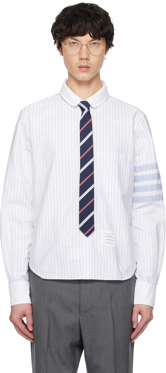 

Рубашка в полоску White & Oxford 4-Bar Shadow Thom Browne