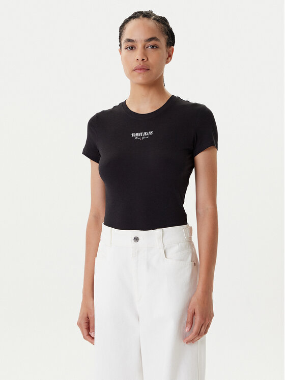 

Облегающая футболка Essential DW0DW20913 Tommy Jeans, черный