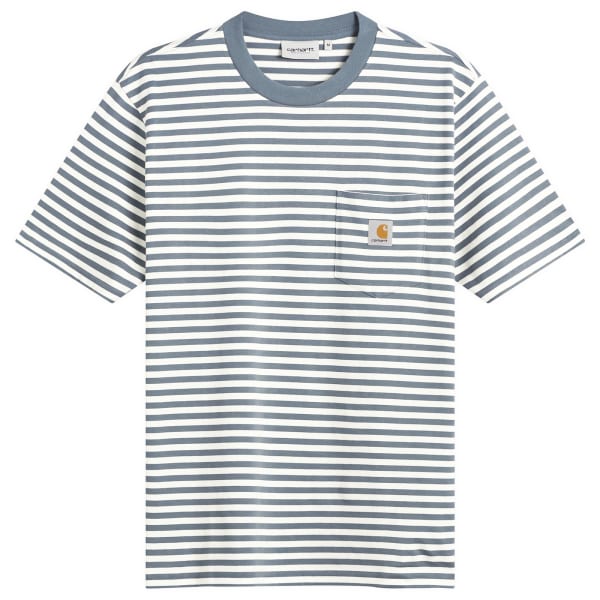 

Футболка Эзры с полосатым карманом Carhartt Wip, cozy синий & wax