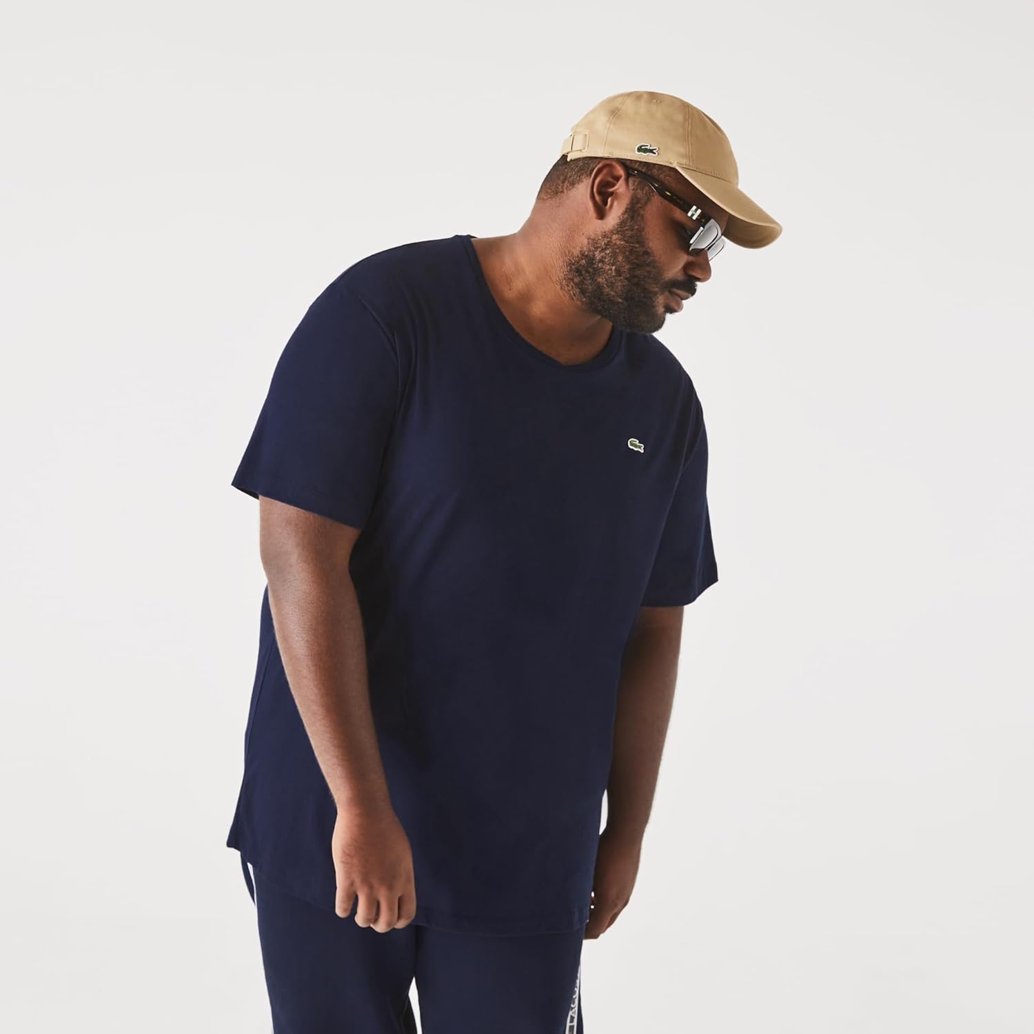 Мужская футболка Lacoste с круглым вырезом, коротким рукавом, классическим кроем и большой посадкой, Navy Blue — фото 4