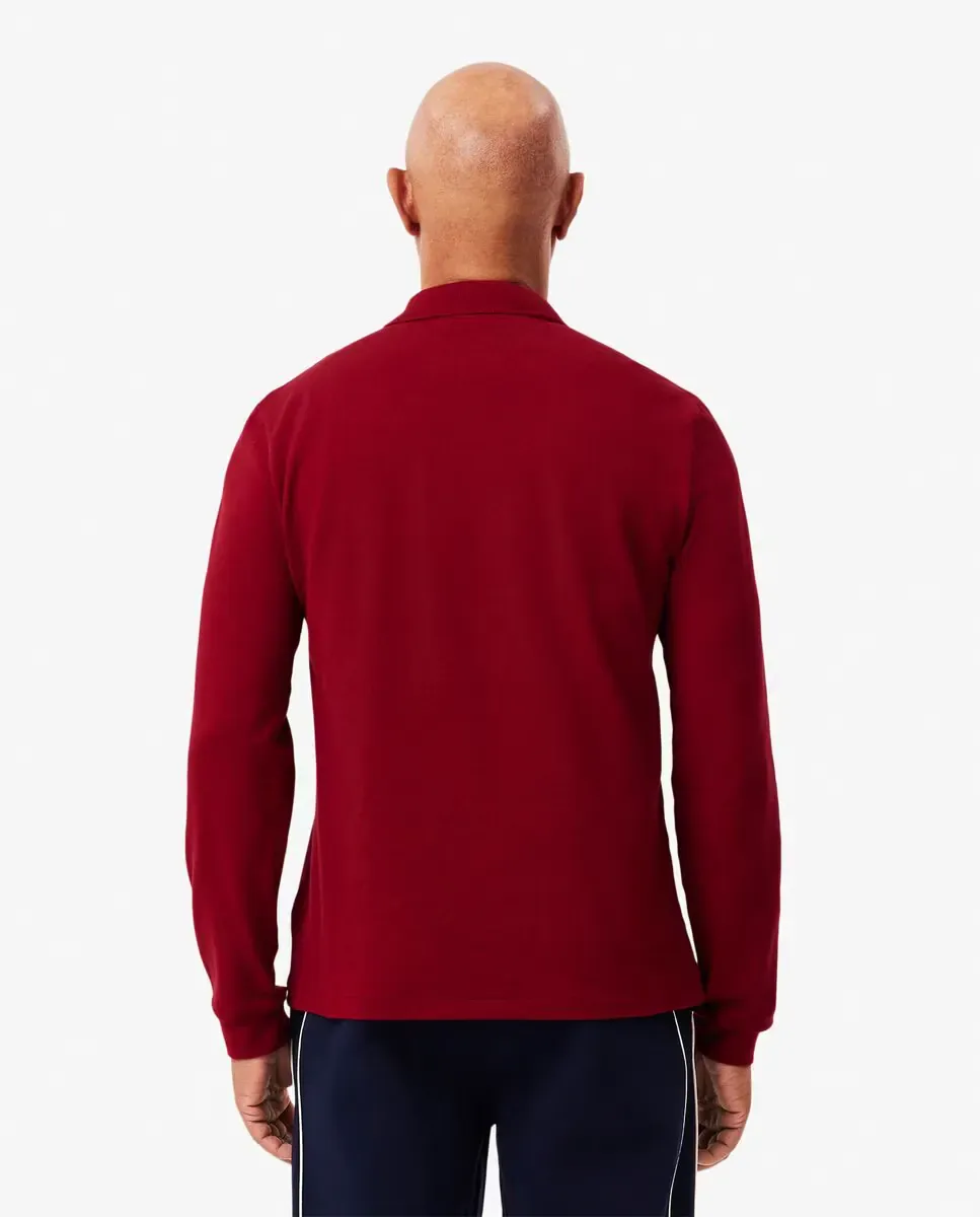 Мужское поло классического кроя с длинными рукавами Lacoste, красный — фото 2
