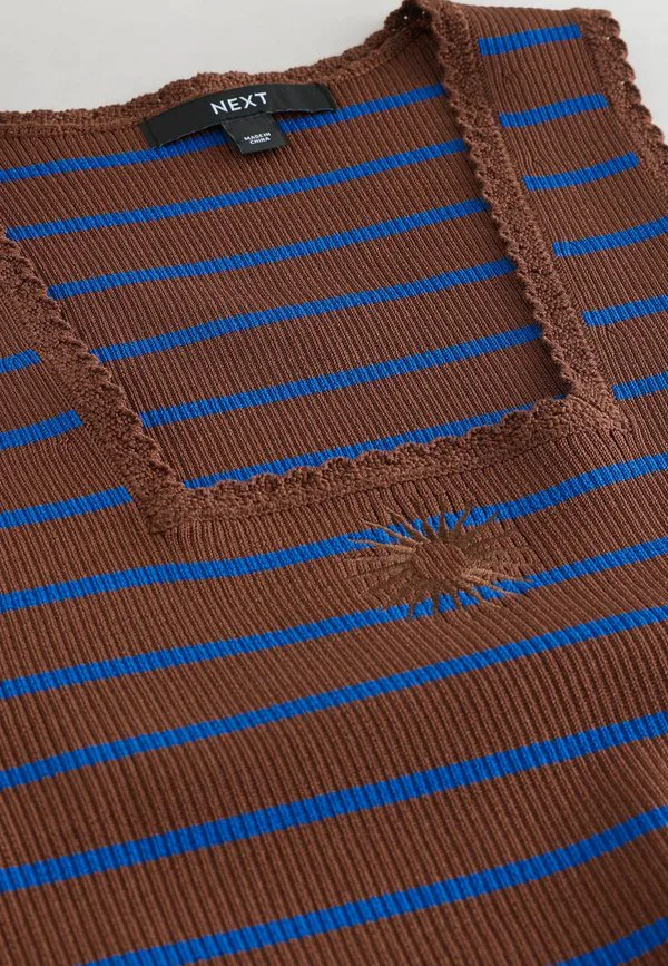 Топ стандартного кроя Next, Chocolate Brown Blue Stripe — фото 2