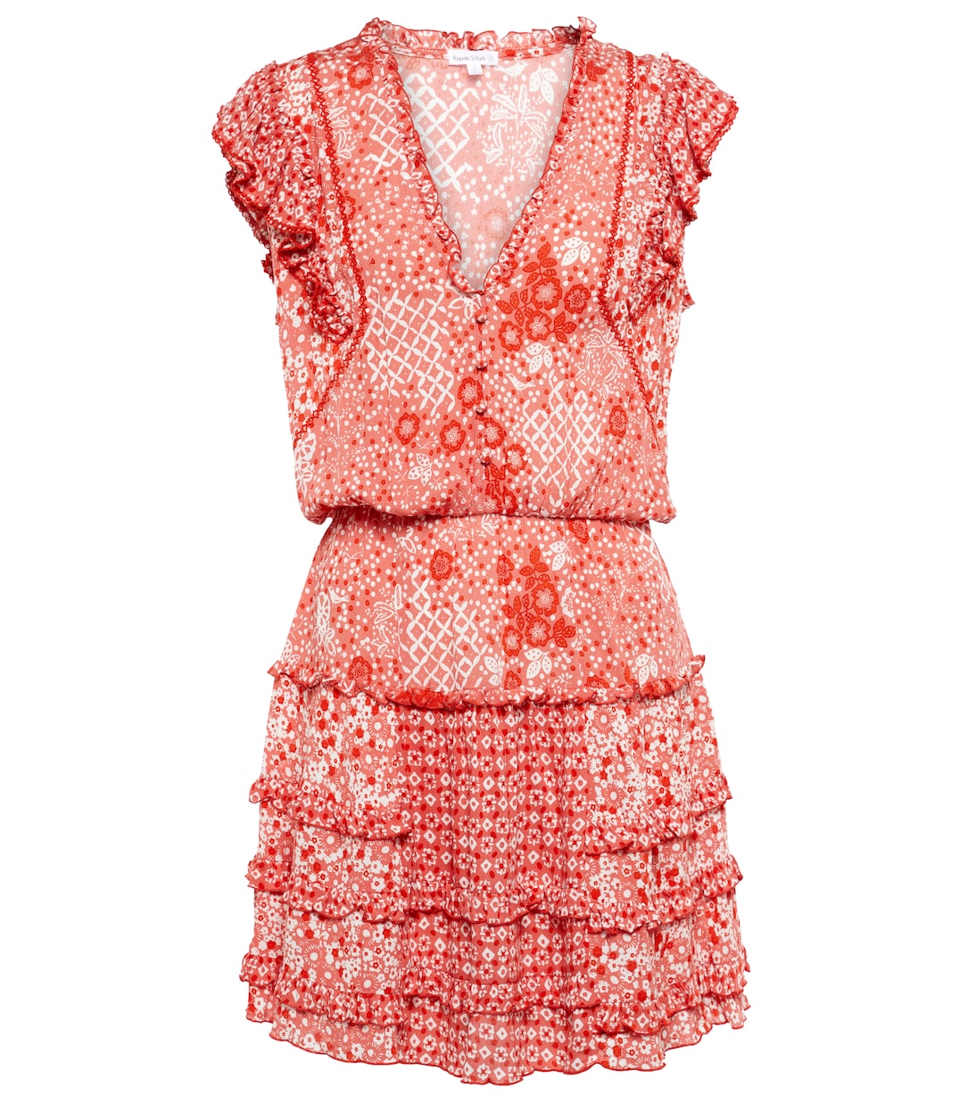 

Мини-платье Паулины с цветочным принтом Poupette St Barth, Pink Antibes