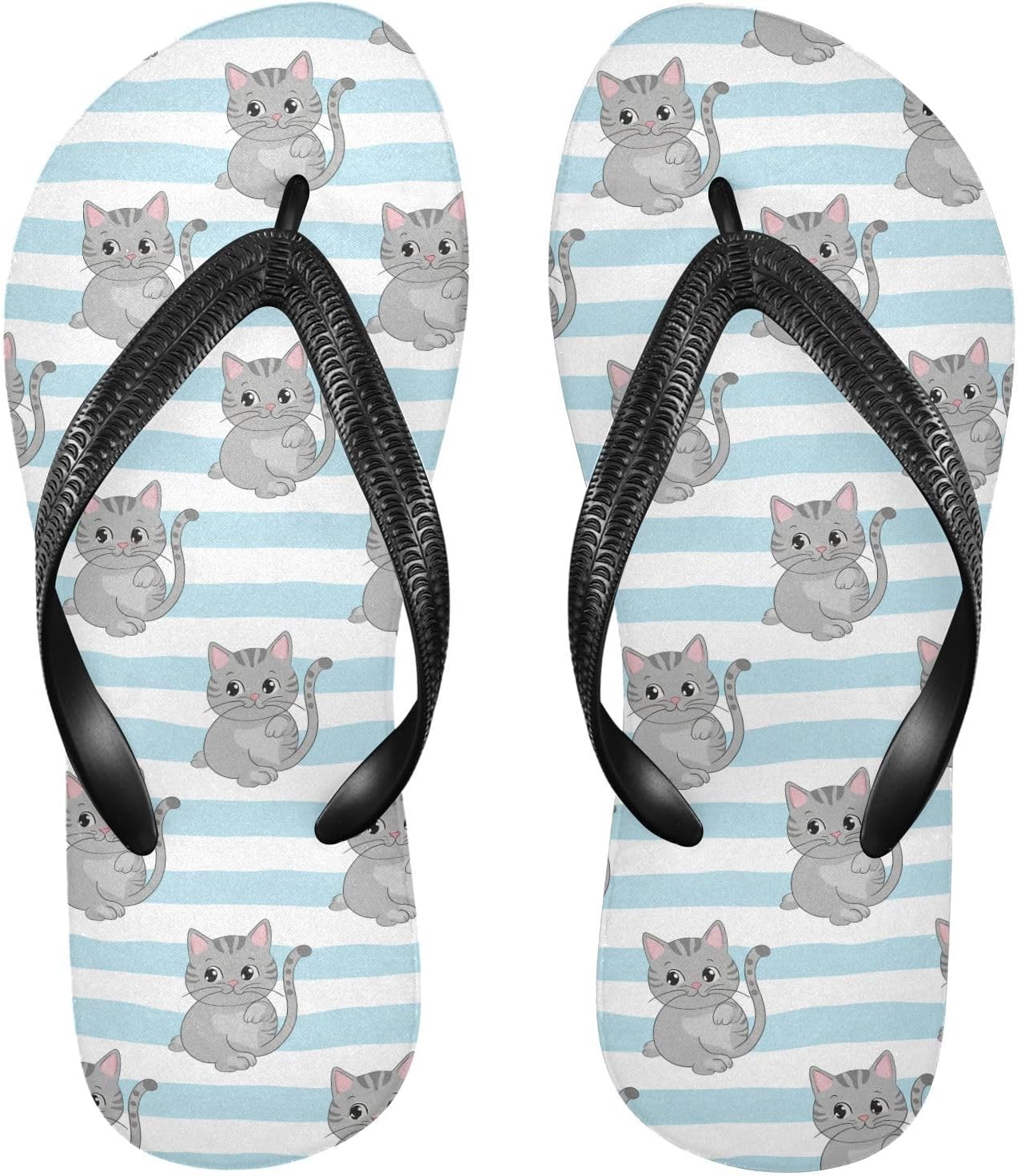 

Милая серая кошка с синими полосками Шлепанцы для пляжа, летние повседневные сандалии для женщин и мужчин 20861730 Kfbe