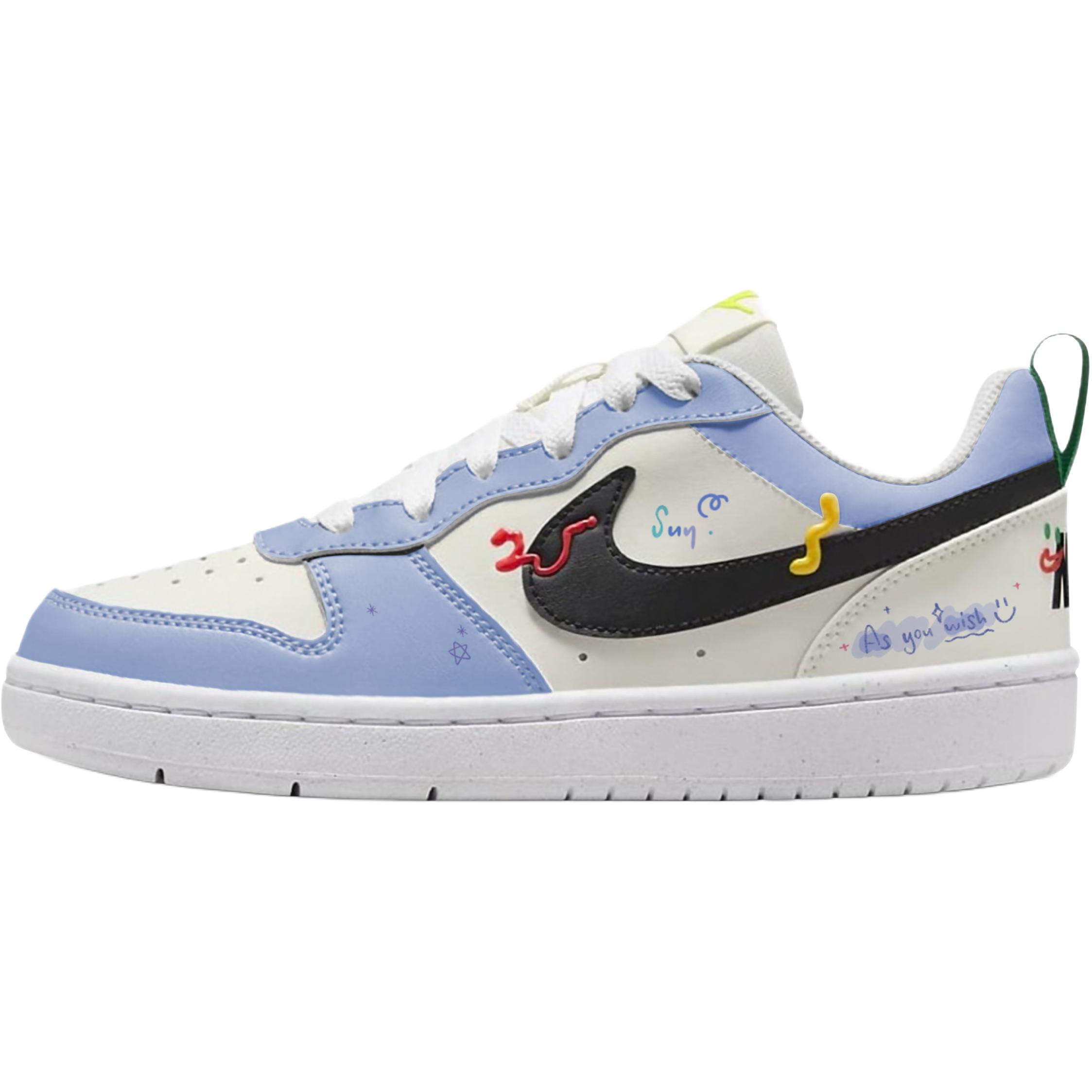 

Nike Детские кроссовки для скейтбординга Court Borough Starry Fantasy с низким верхом, нескользящие, синие, белые, для подростков