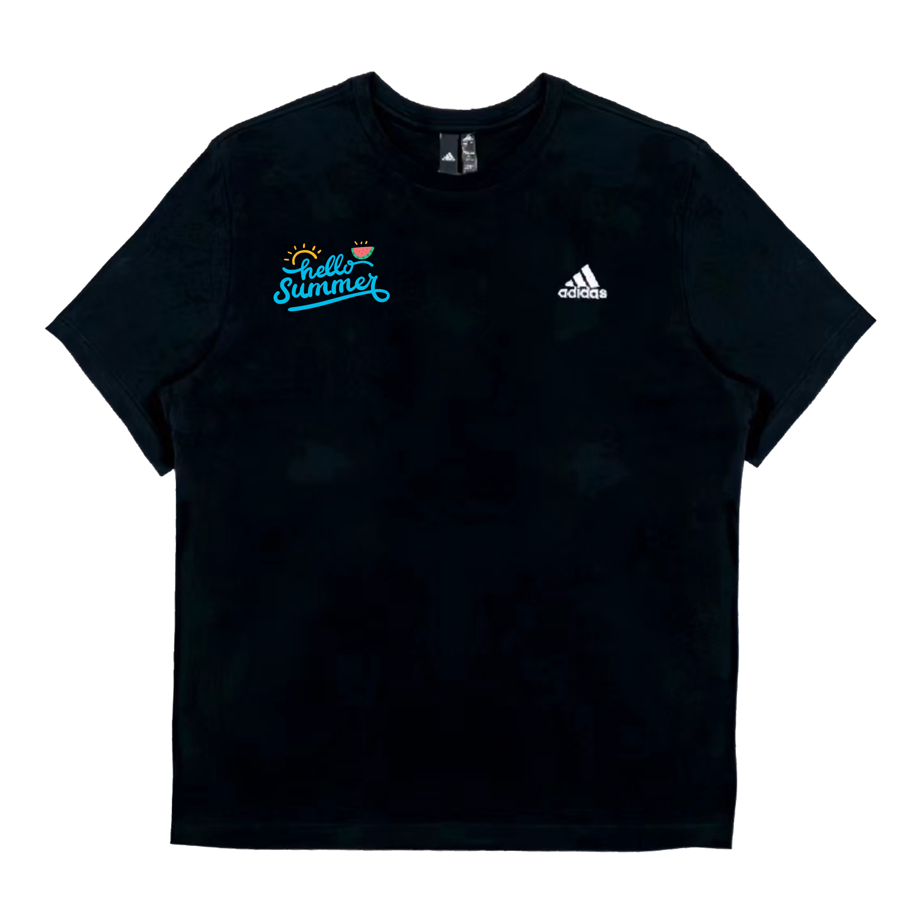 

Футболка с коротким рукавом и круглым вырезом Solid Color Logo Label Sports Casual Unisex Adidas, черный