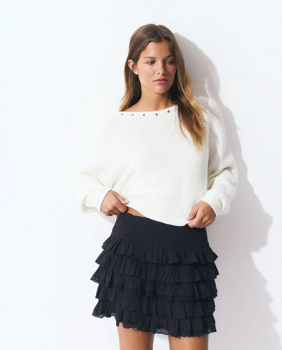 

Женский асимметричный джемпер с люверсами Brownie, белый