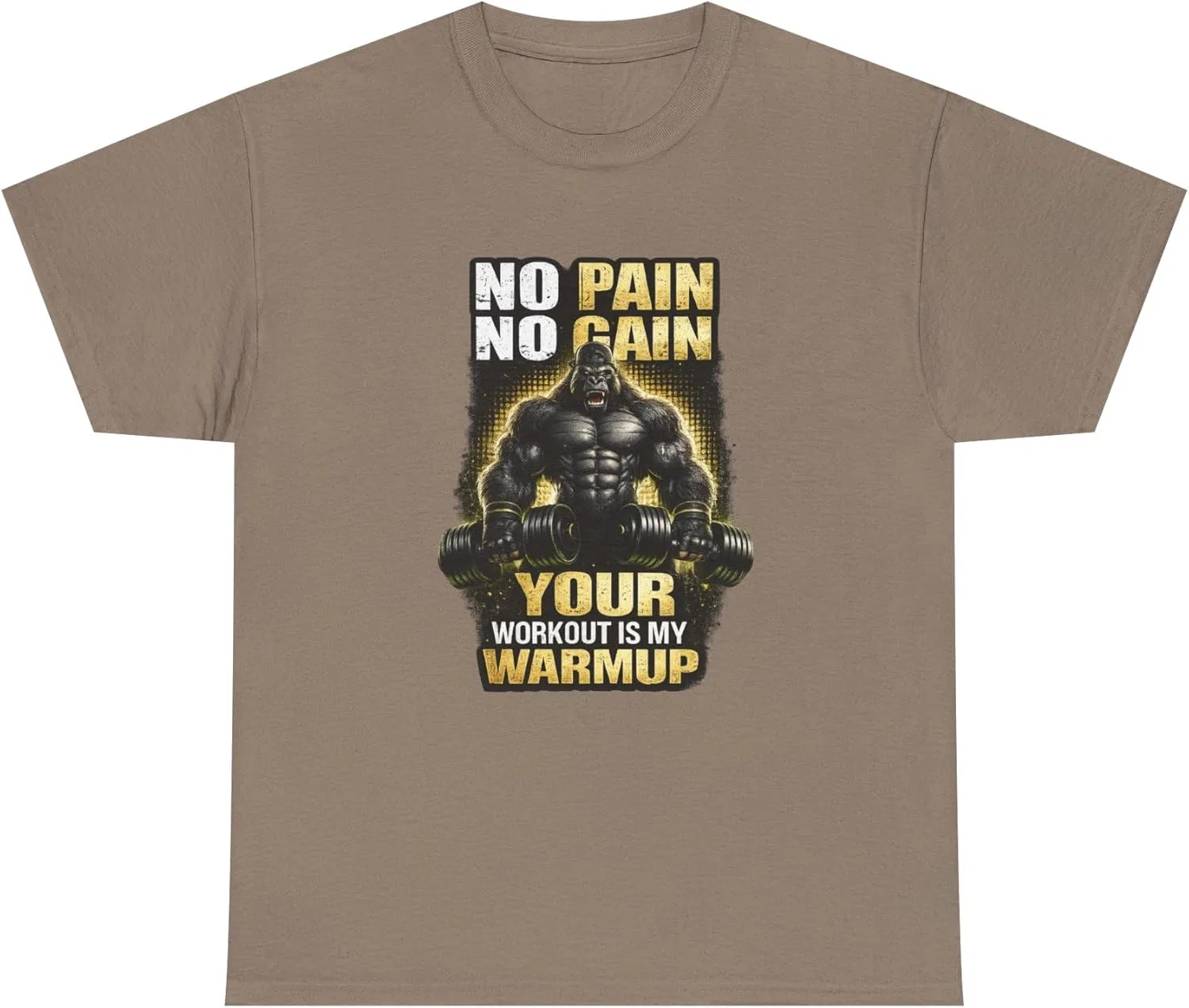 Футболка с принтом No Pain No Gain, GENERIC, Brown Savana