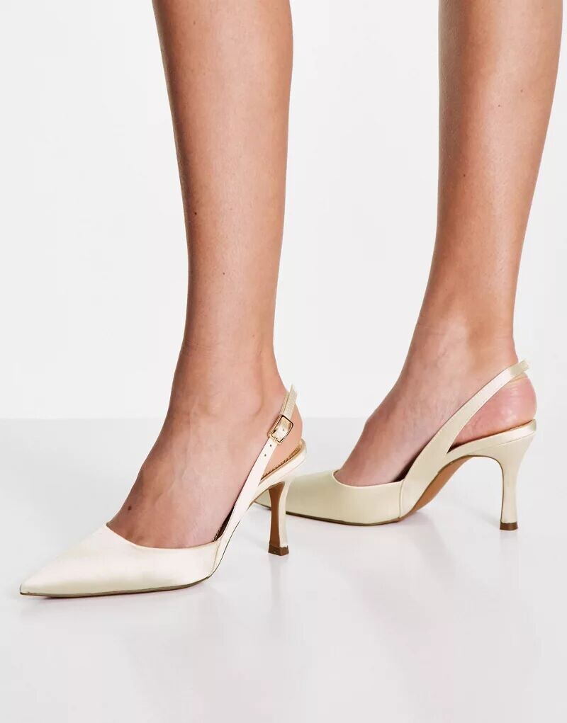 ASOS Туфли на шпильке цвета слоновой кости Samber с ремешком сзади — фото 4