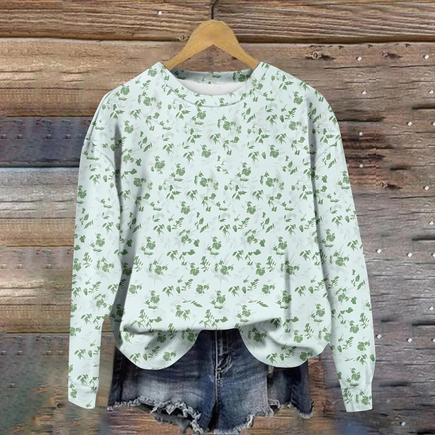 Свитшот женский оверсайз, с круглым вырезом, Mint Green — фото 2