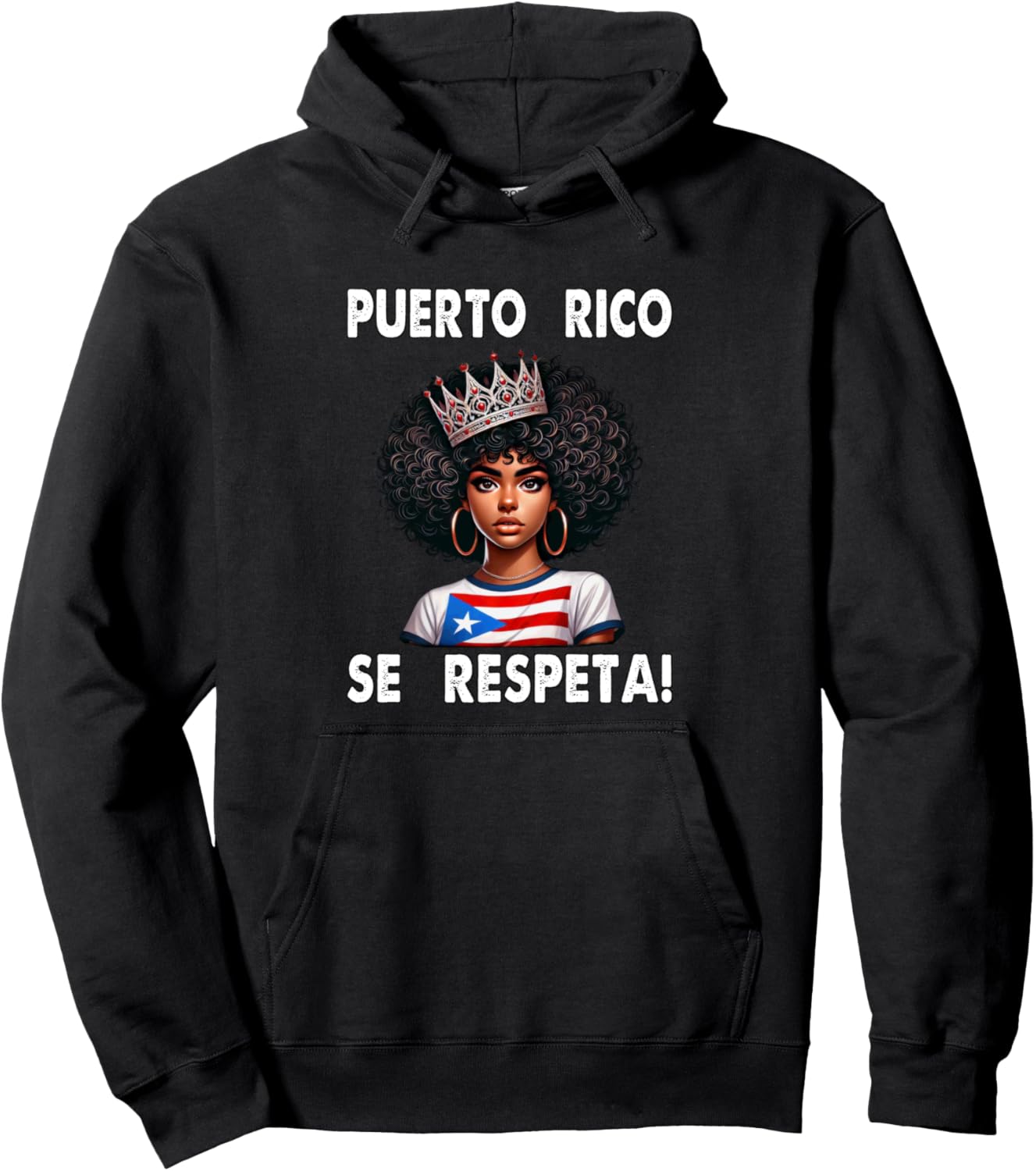 

Толстовка с капюшоном Puerto Rico Se Respeta Afro-Boricua Queen Crown Protest Puerto Rico Se Respeta Collection, More Here, черный