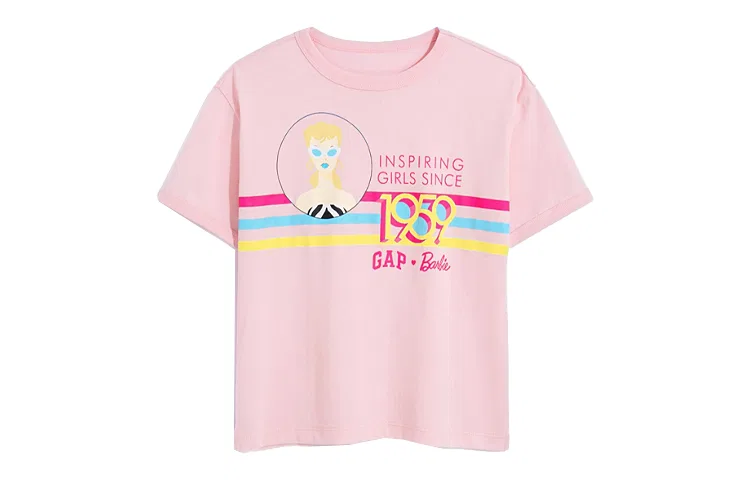 Футболка детская GAP X Barbie с круглым вырезом светло-розовая