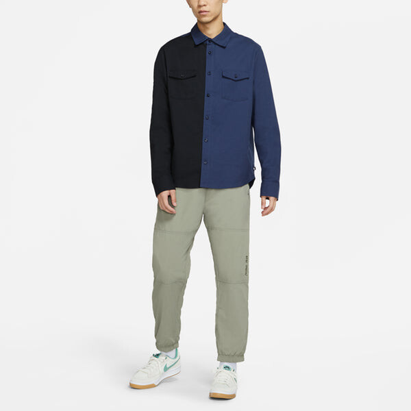 Рубашка sb skateboard flannel skateboard splicing long sleeves shirt navy blue Nike, синий — фото 3