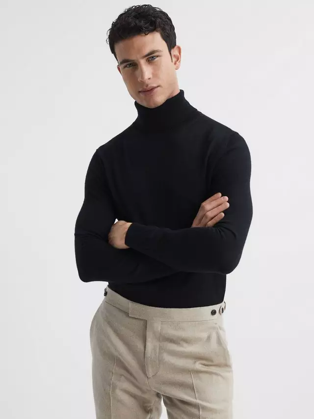 

Джемпер Reiss Caine Merino Wool Roll Neck, черный