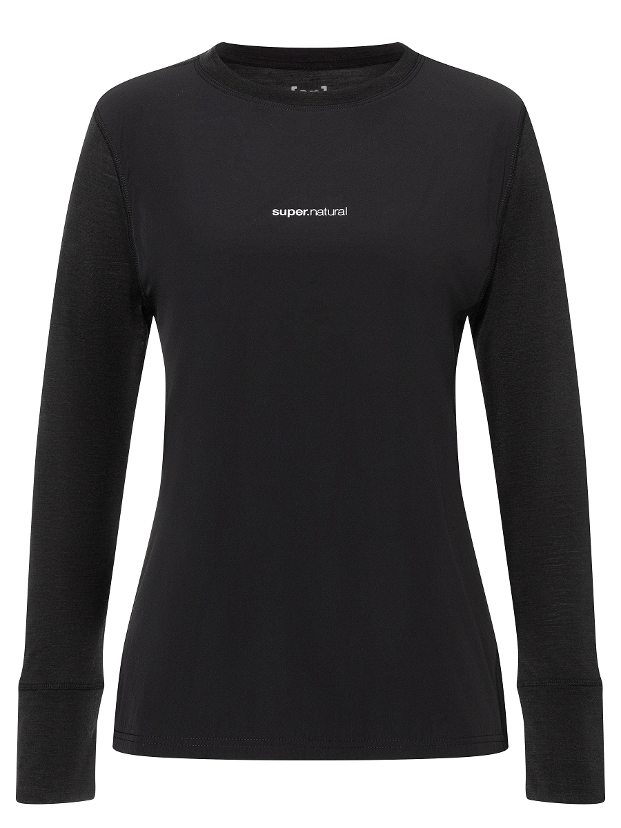 

Лонгслив super.natural Merino T Shirt mit Softshell, черный