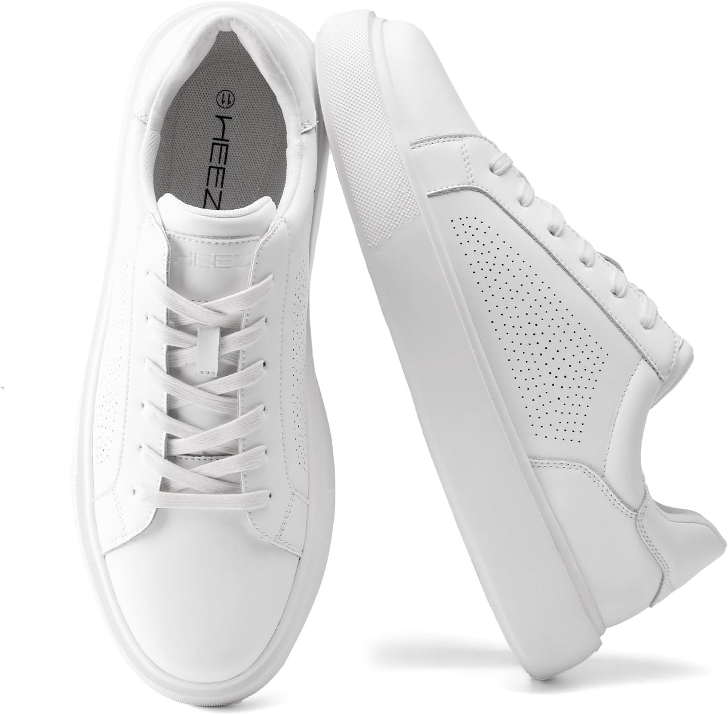 

Мужские кроссовки HEEZ, туфли из разделенной кожи для делового повседневного стиля, легкие, дышащие и удобные повседневные туфли для офиса, путешествий и ежедневного ношения, белый