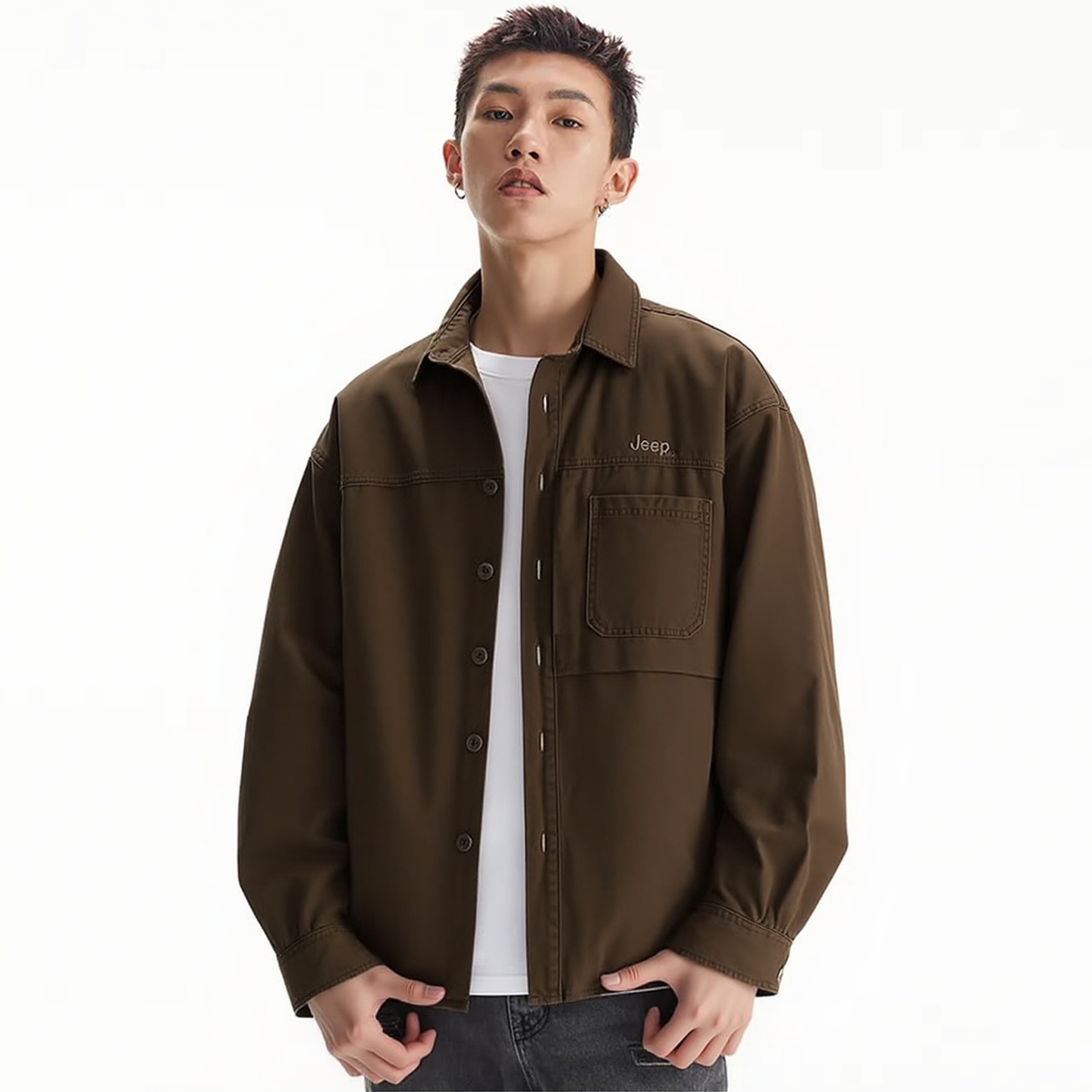 

Рубашка Unisex Lapel Moderate Others Jeep, темно-серый