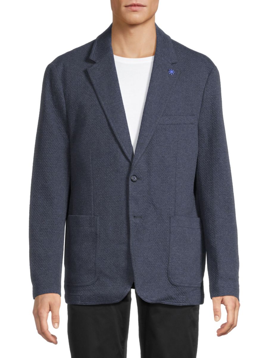 

Фактурное спортивное пальто современного кроя C-LAB NYC, синий