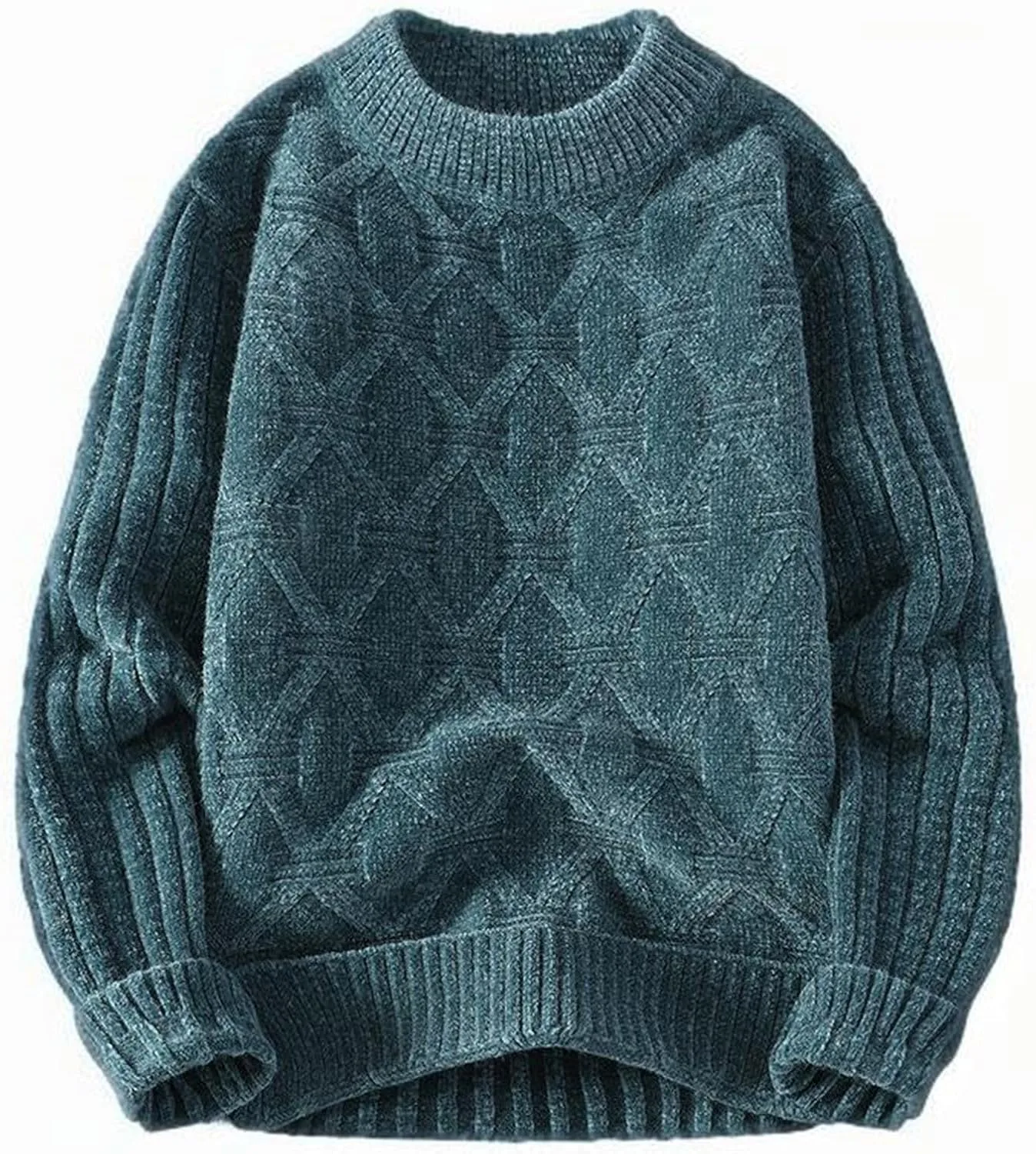 

Свитер мужской Diamond Knit с длинным рукавом и воротником-гольф AQAYL