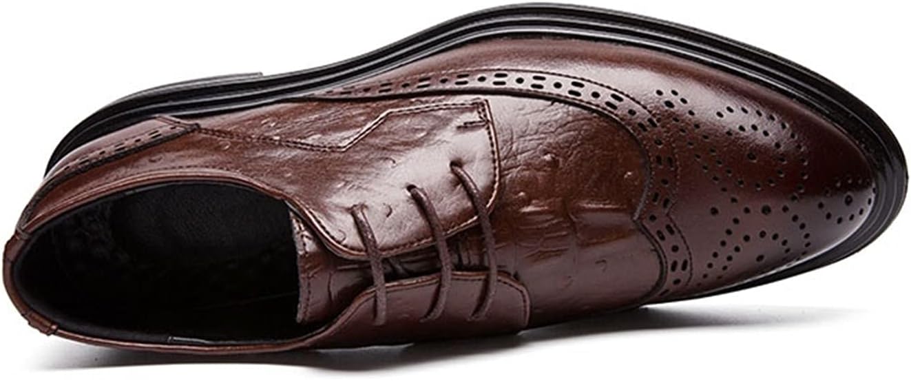 Мужские туфли Oxford с шнуровкой и перфорацией Wing Tip Brogue, дерби, искусственная кожа, низкий каблук, противоскользящая резиновая подошва, для вечеринок (цвет: черный, размер: 6) Dodani — фото 3