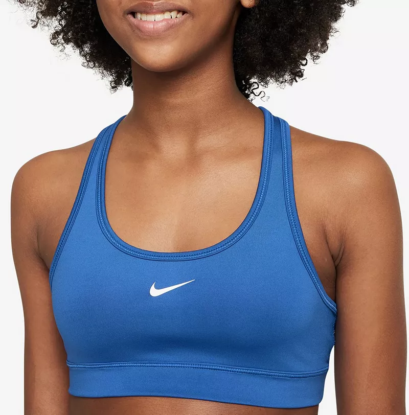 Спортивный бюстгальтер Swoosh Nike Pro Dri-FIT для девочек, цвет Game Royal — фото 3