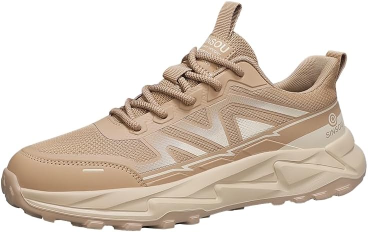 

Мужские повседневные дышащие кроссовки из сетки, круглый носок, толстая подошва, противоскользящие, на шнуровке Igzbibg, коричневый