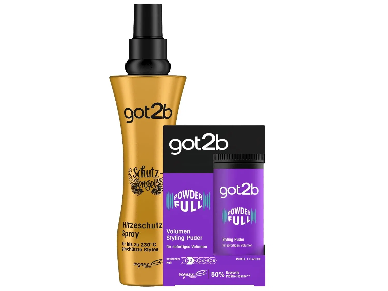 Набор для укладки волос got2b: пудра для объема Powderfull и термозащитный спрей Guardian Angel Got2B