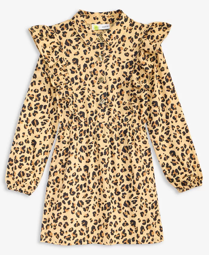 

Детская рубашка-платье с леопардовым принтом для девочек 5-20 Epic Threads, загар/бежевый
