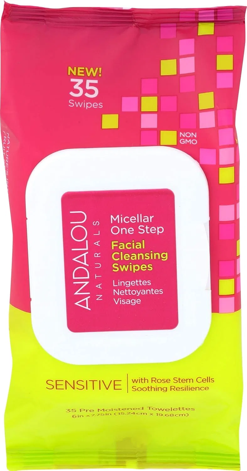 Мицеллярная вода Andalou Naturals — Очищающие салфетки для лица Organic Botanical, , розовый, 198.45 г