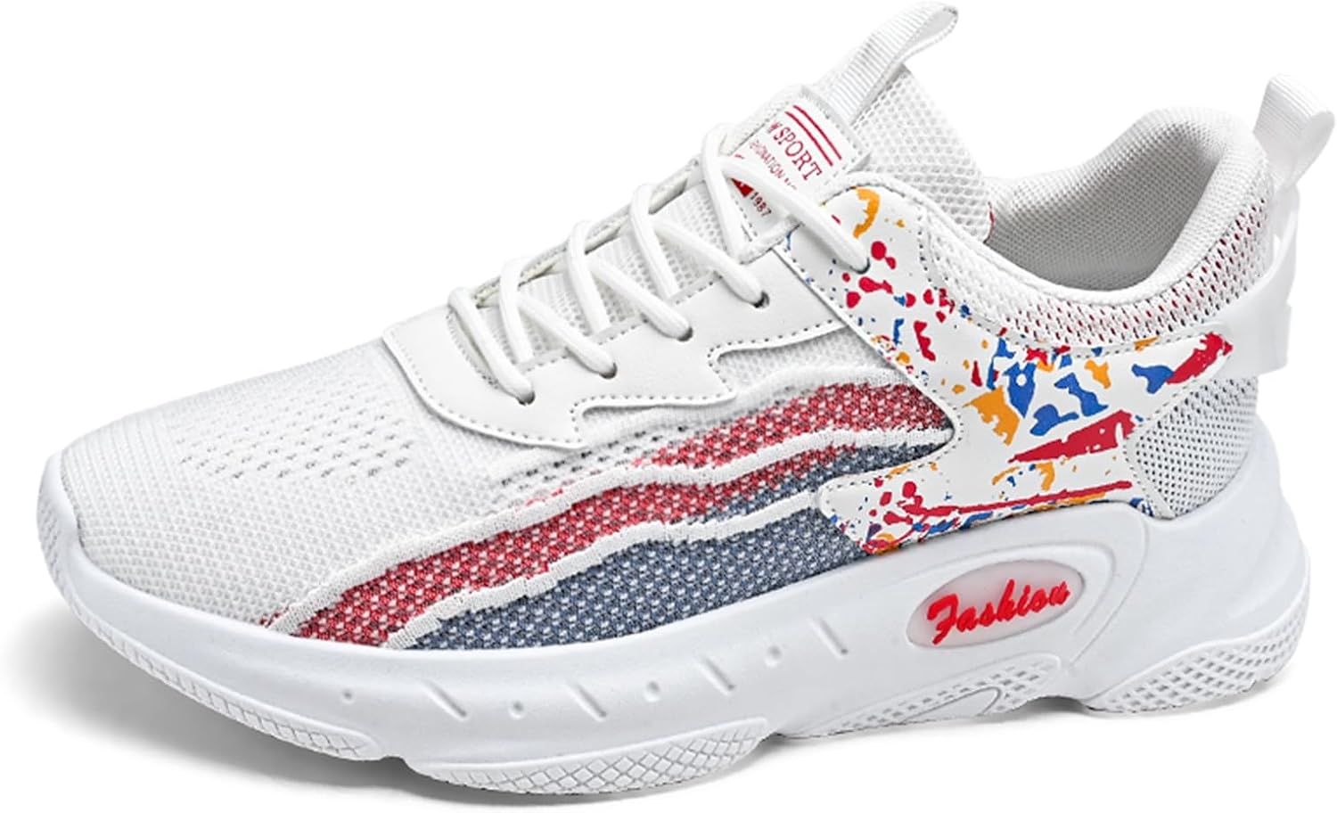 

Мужские высокие кроссовки с сетчатой дышащей верхней частью, шнуровкой, модные спортивные туфли, с противоскользящей и амортизирующей подошвой, легкие и комфортные, подходят для бега, занятий в тренажерном зале и бадминтоном Qaoterod, красный