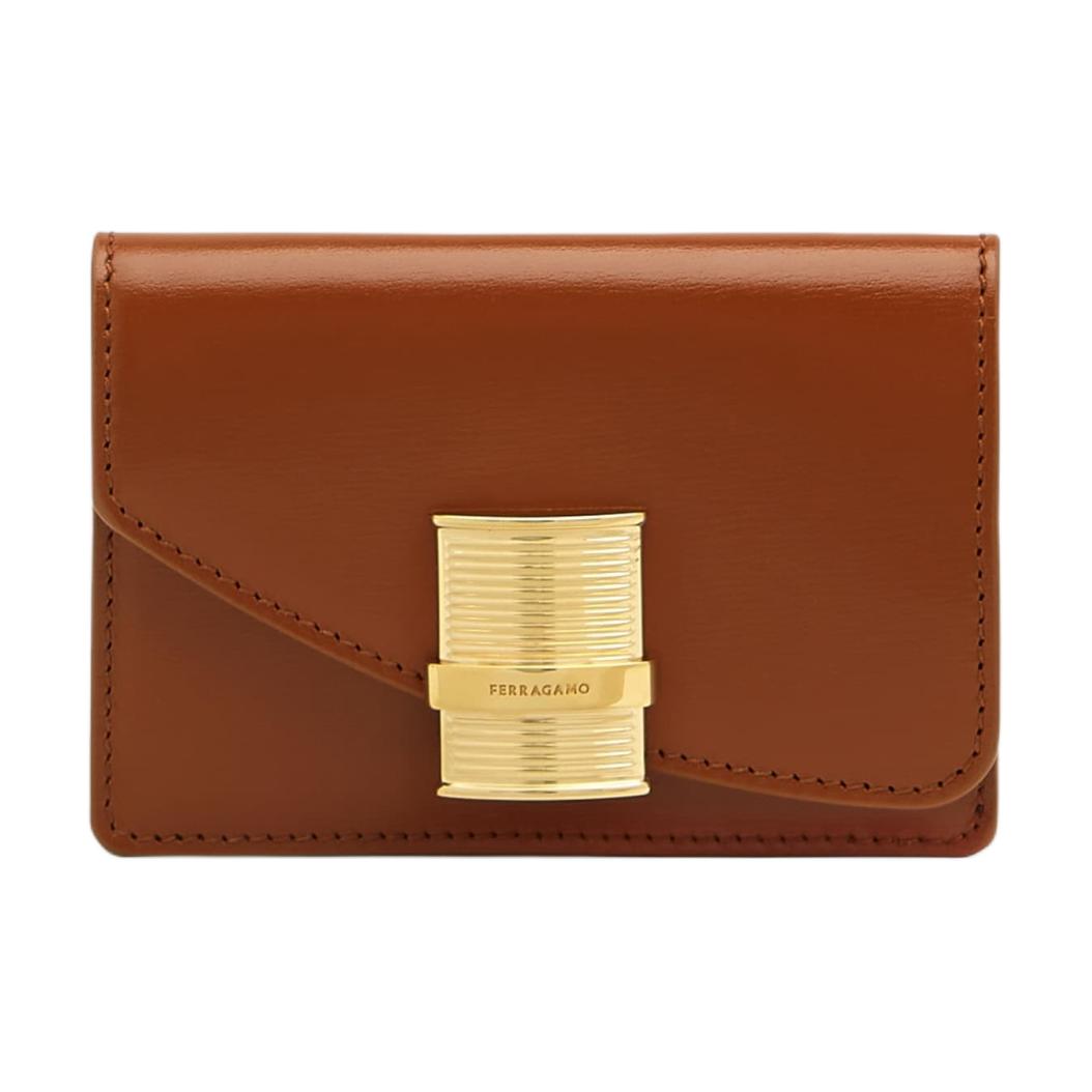 

Кардхолдер из телячьей кожи для женщин, коньяк, бренди Ferragamo, box(basic set+box)