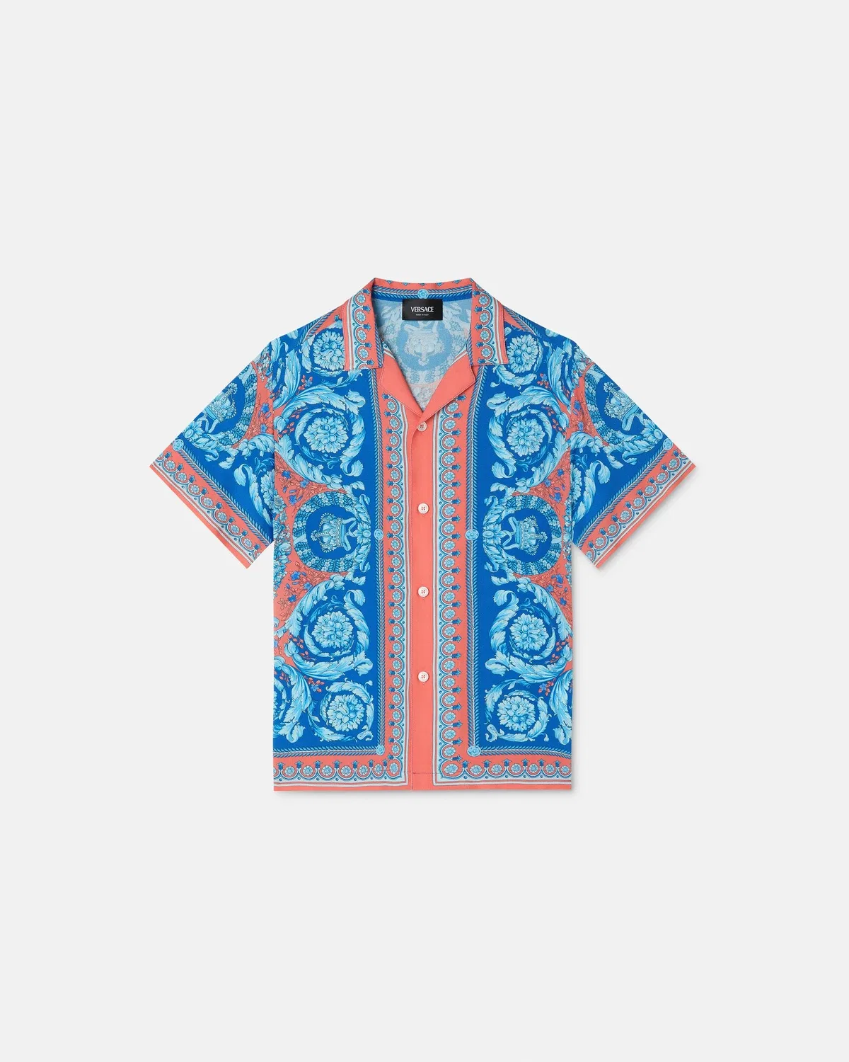 Детская рубашка из вискозы с принтом VERSACE, голубой