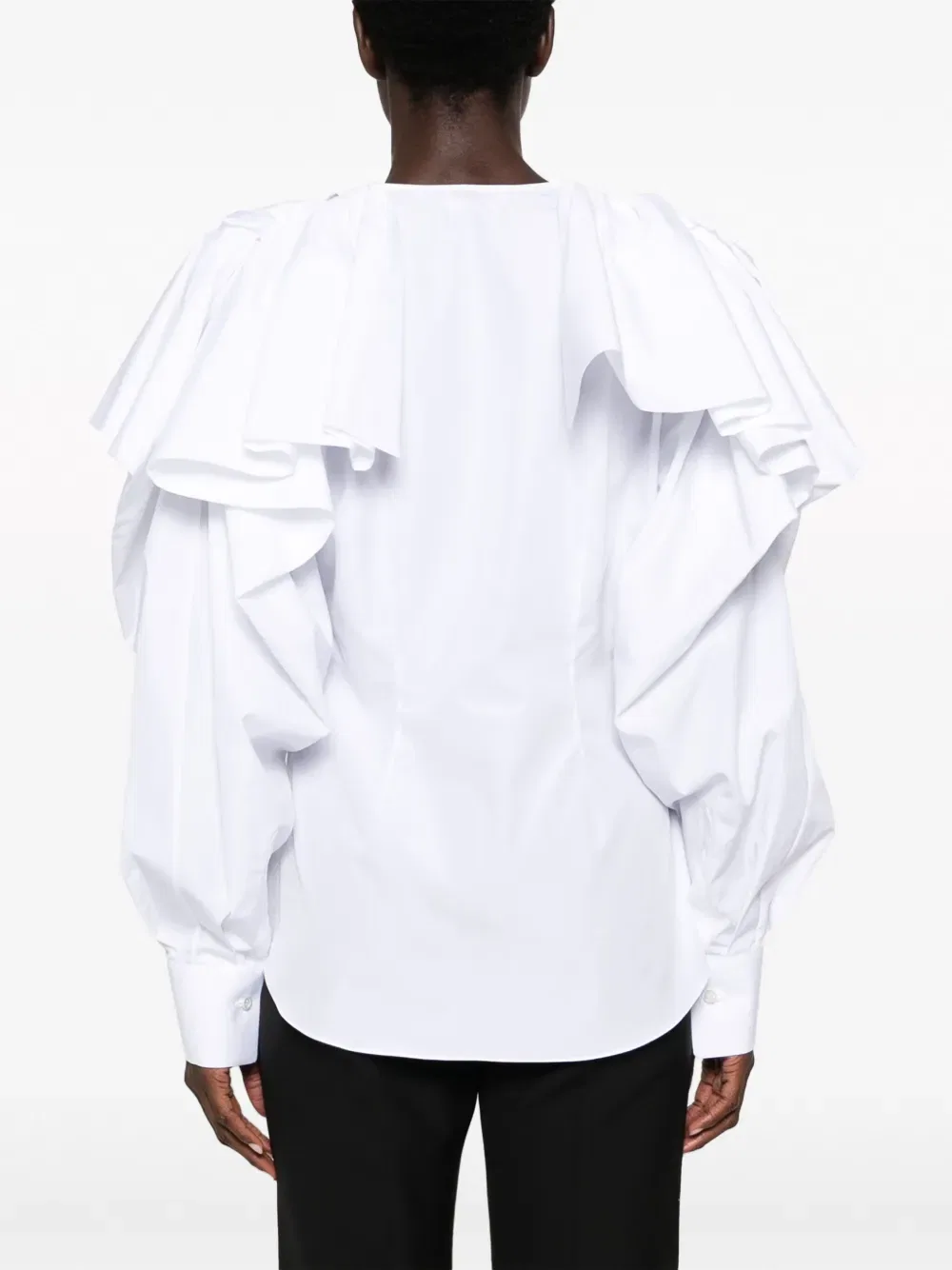 Хлопковая рубашка с оборками Alexander Mcqueen, белый — фото 4