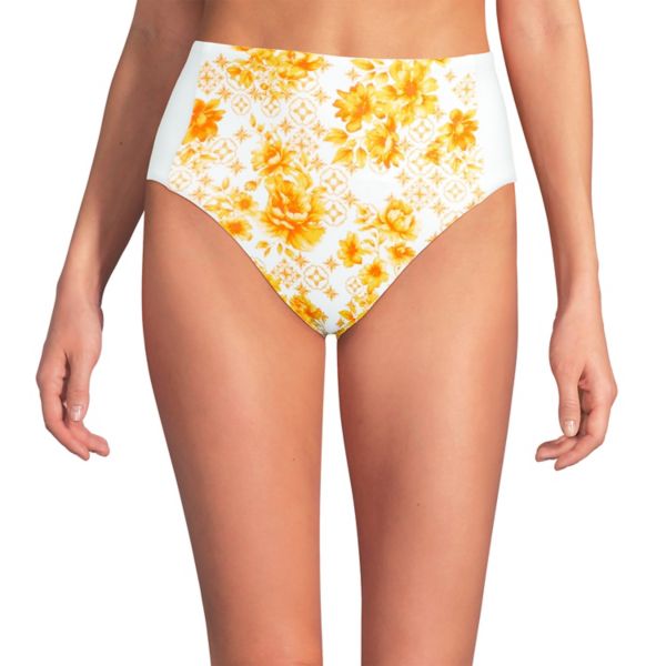 

Женские бикини с высокой посадкой и швом Lands' End, цвет yellow floral white