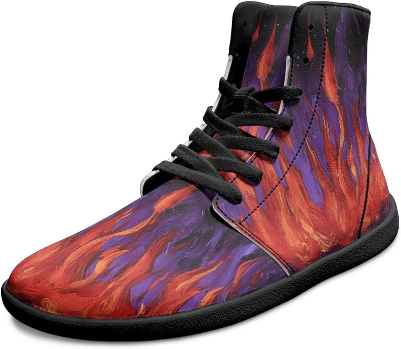 

Мужские босоножки Fire Flame из кожи с высоким верхом, кроссовки с широкой носочной частью, обувь для ходьбы с нулевым перепадом и минималистичной подошвой Chririnla, фиолетовый