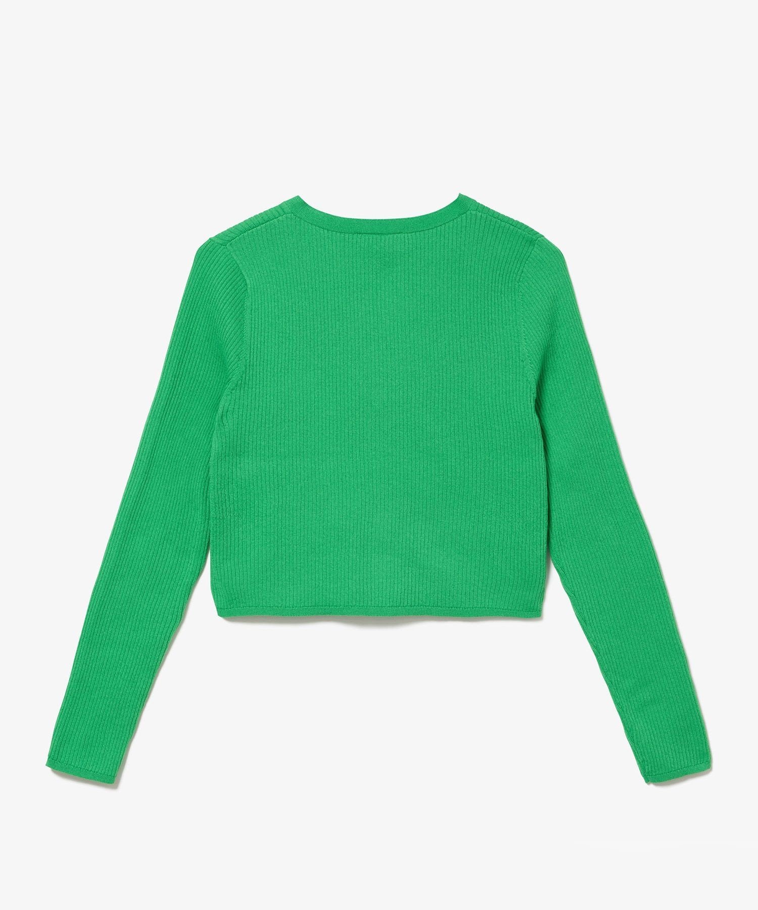 Кардиган из трикотажа в рубчик с защитой от УФ-излучения Coolmax LACOSTE, Green — фото 4