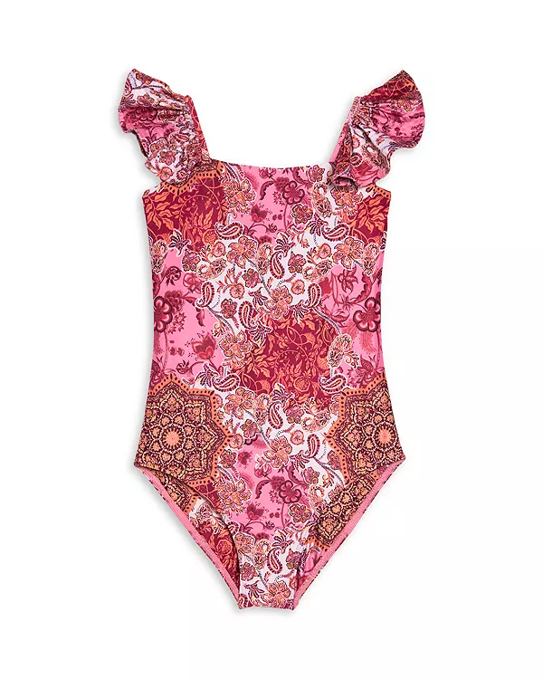 

Слитный купальник рубинового цвета для девочек - для малышек и для детей постарше Peixoto, розовый