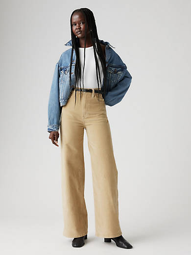 

Джинсы женские вельветовые с широкими штанинами Ribcage Levi's, цвет White Swan
