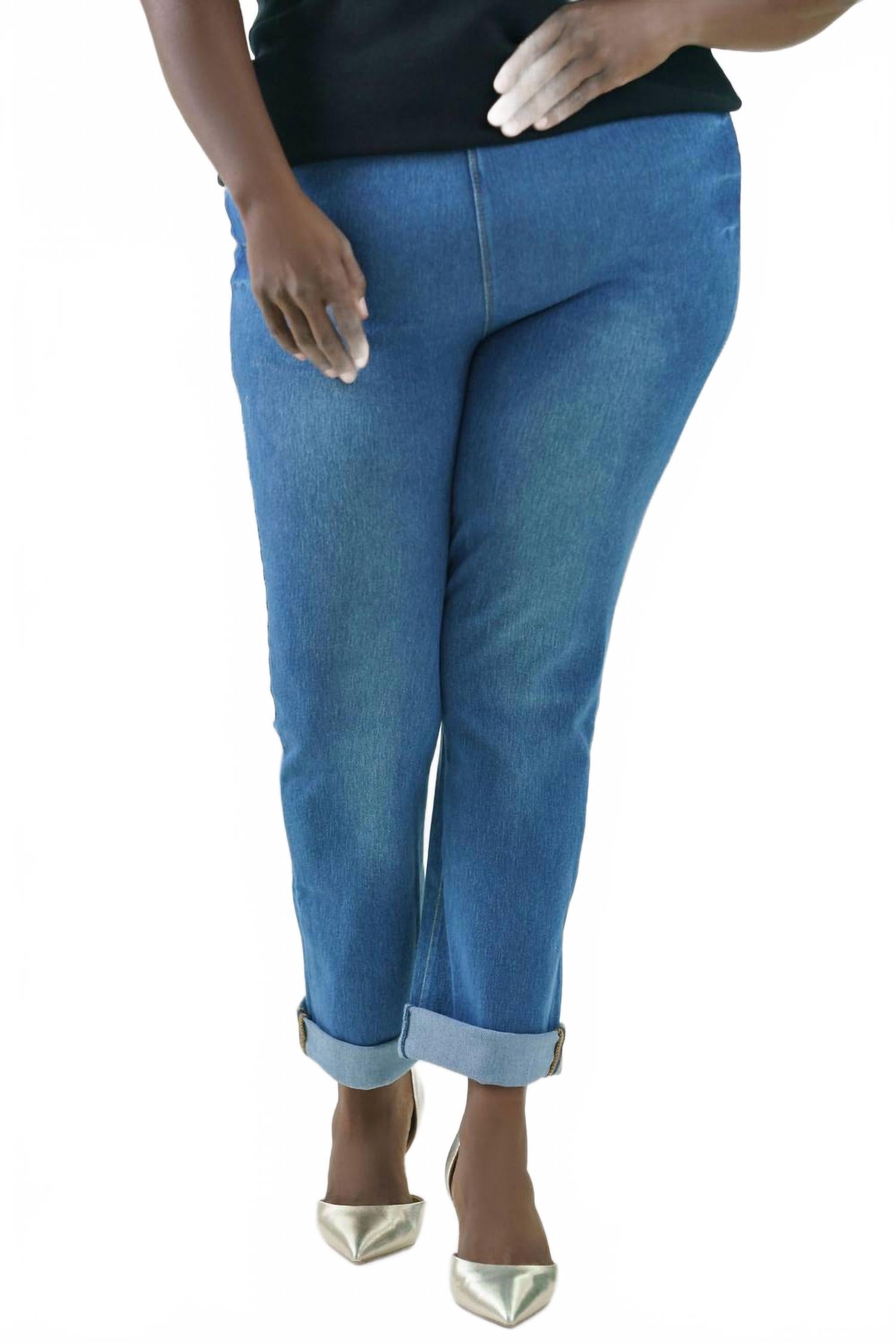 

Бойфренды джинсы плюс размера в среднем оттенке Lysse, Mid Wash