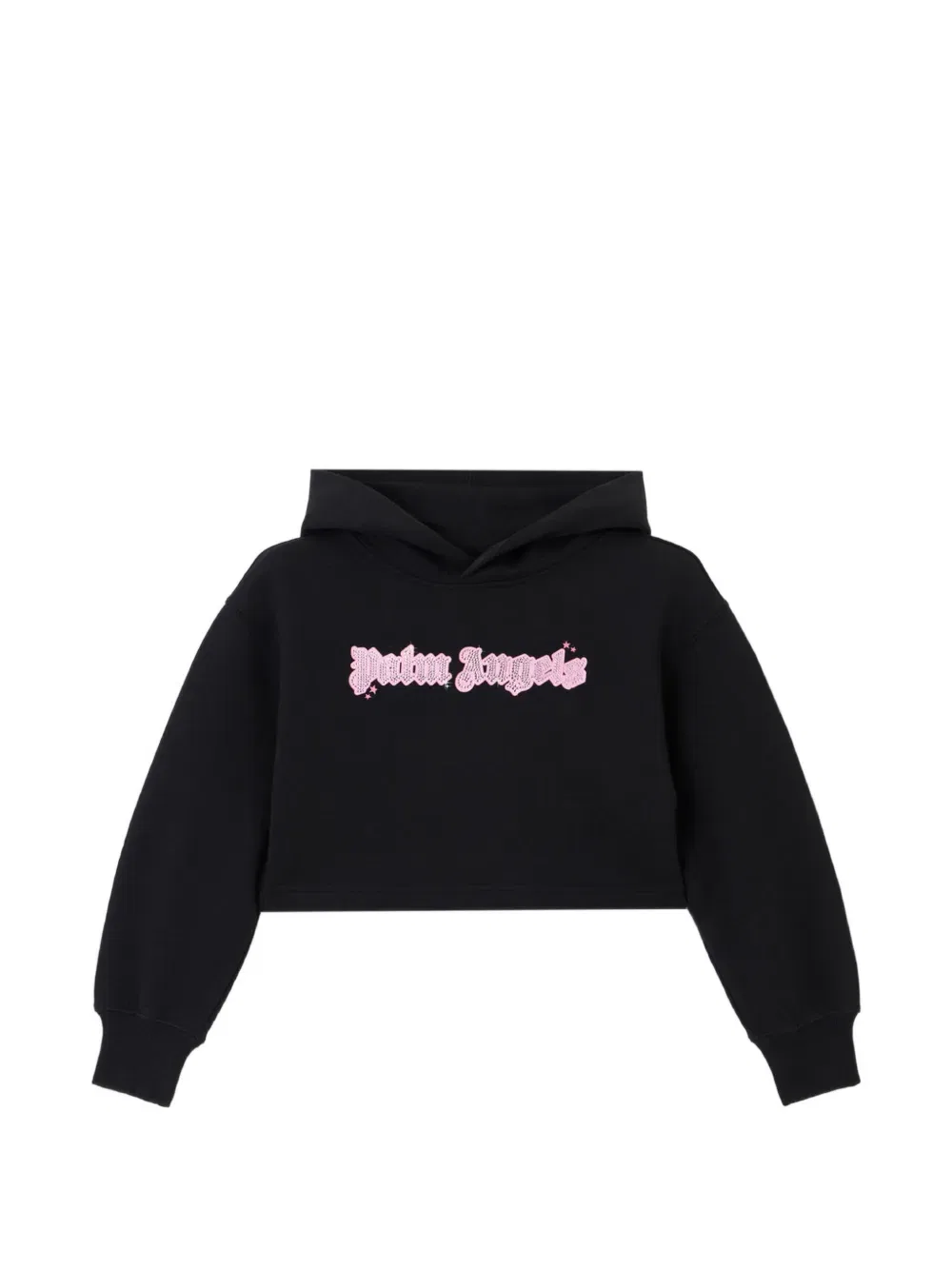 Укороченная толстовка с капюшоном, украшенная заклепками Palm Angels Kids, черный