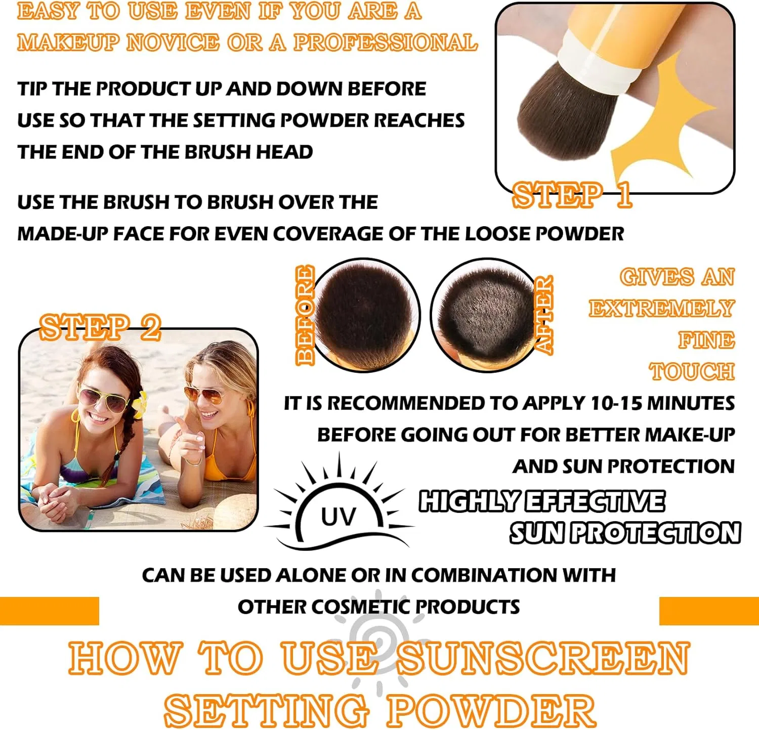 Пудра для лица матирующая SPF50 PA++ Wyblzpxz, 1 шт, прозрачная — фото 4
