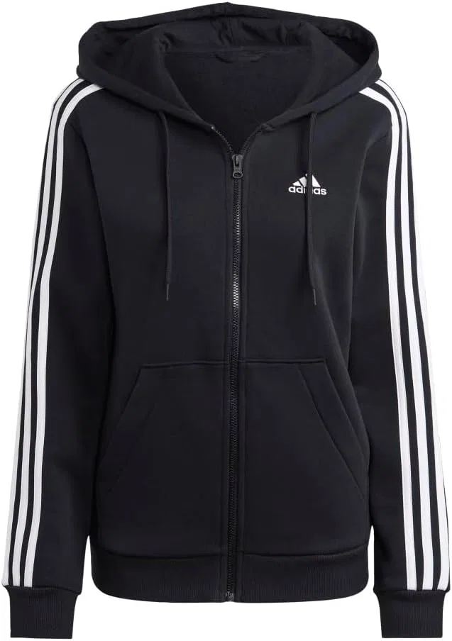 Женская флисовая куртка adidas, полноценная молния, Black/White