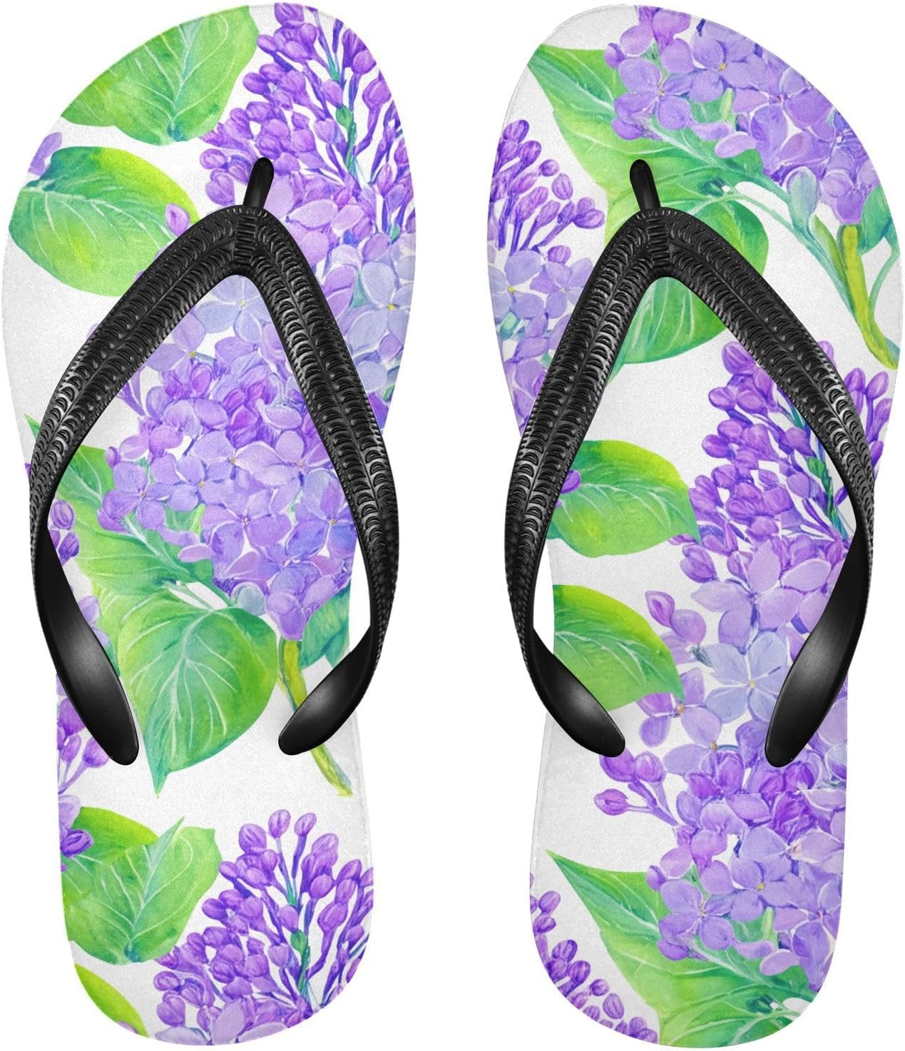 

Белые шлепанцы с рисунком сиреневых цветущих листьев, пляжные сандалии-вьетнамки, резинескользящие летние тапочки для мужчин и женщин Sinestour