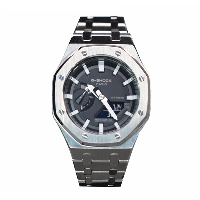 

Часы Casio G-Shock Analog-Digital 2100 Series, арт. GA-2100-1A, 44 мм, серебристый/черный